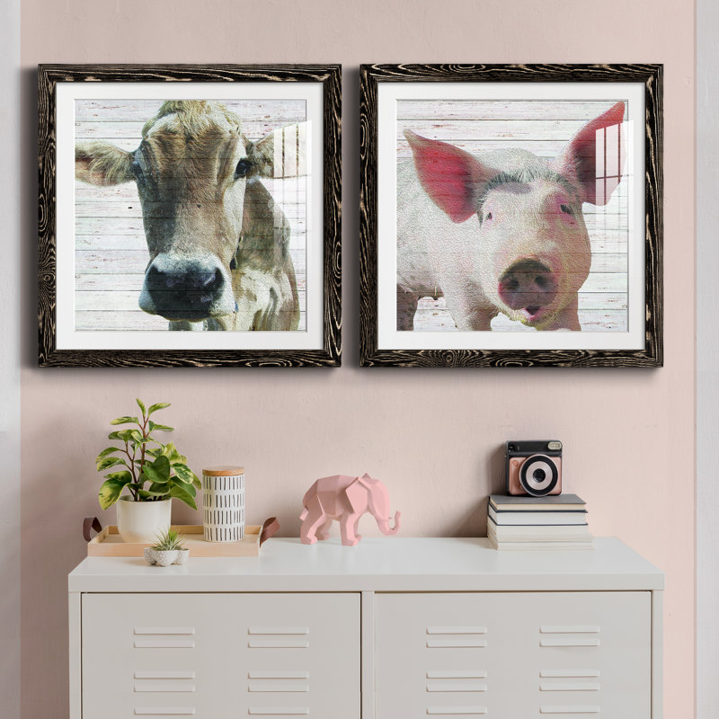 Maude - Ensemble de 2 peintures encadrées, H 27,5 po x l 55 po x P 1,5 po, Cadre noir