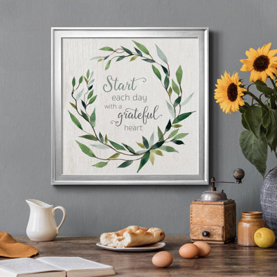 «Grateful Heart Greenery», art textuel sur toile