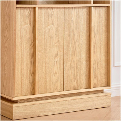 Sideboard Buffet Cabinet with Storage, Farmhouse Fluted Sideboard with 2 Doors & Adjustable Shelf, TV Media Console, Storage Cabinet for Entryway Hall