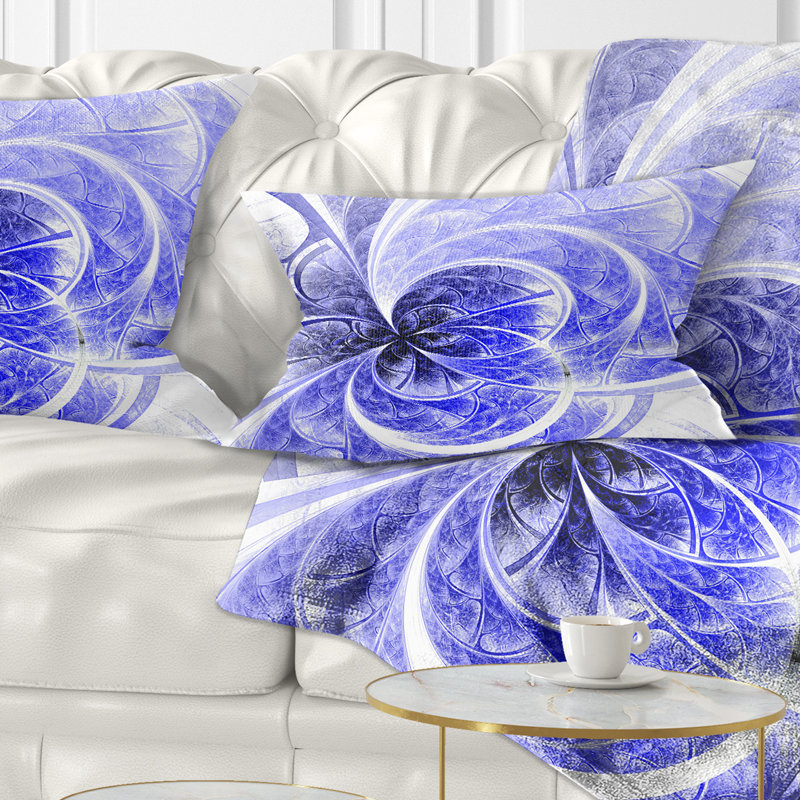 Motif floral fractal bleu clair - coussin imprimé abstrait