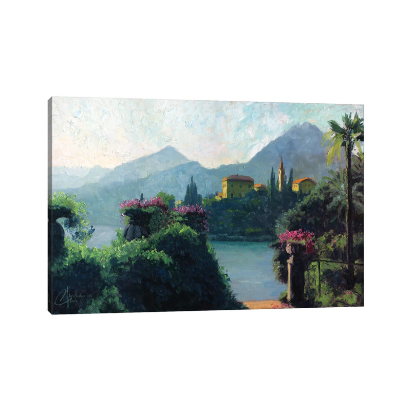 «Lake Como, Italy» par Christopher Clark, reproduction d'art, Toile tendue, H 18 po x l 26 po x P 1,5 po