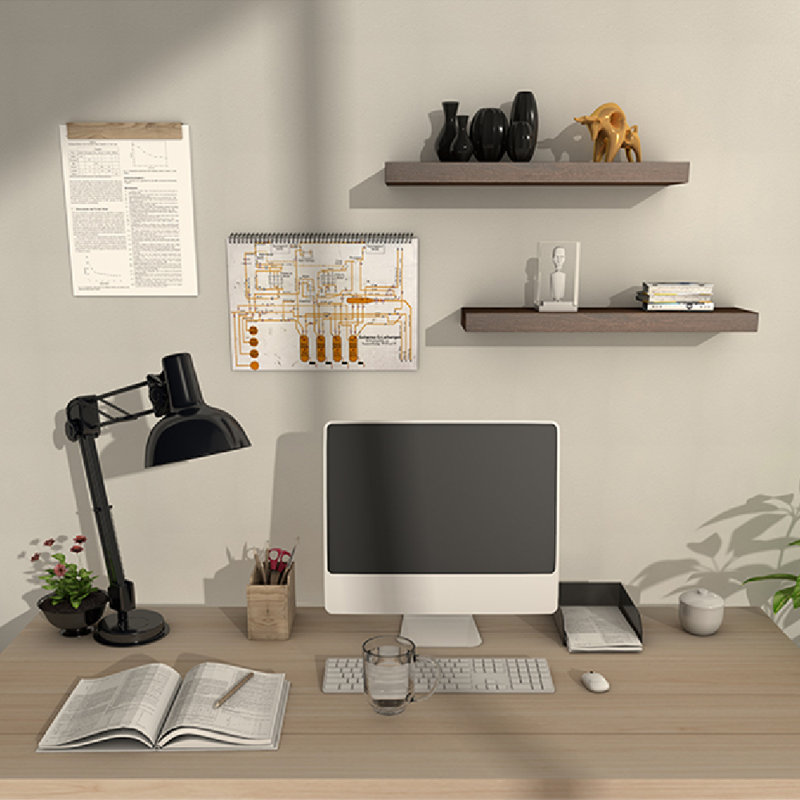 Chalissa 2 Piece Solid Wood Floating Shelf, Carbonized Black, 1.57" H x 36" W x 6" D
