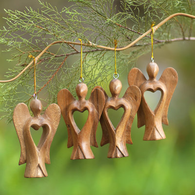 4.3'' Handmade Wood Hanging Figurine Ornament