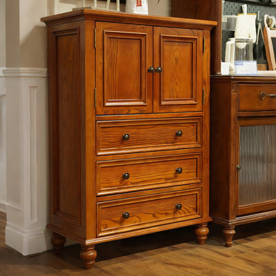 31.5"American-style brown solid wood storage cabinet