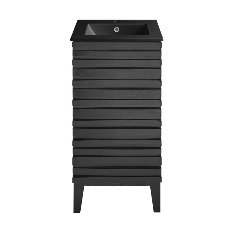 Cascade 18" Bathroom Vanity In Natural Oak, Black, Black