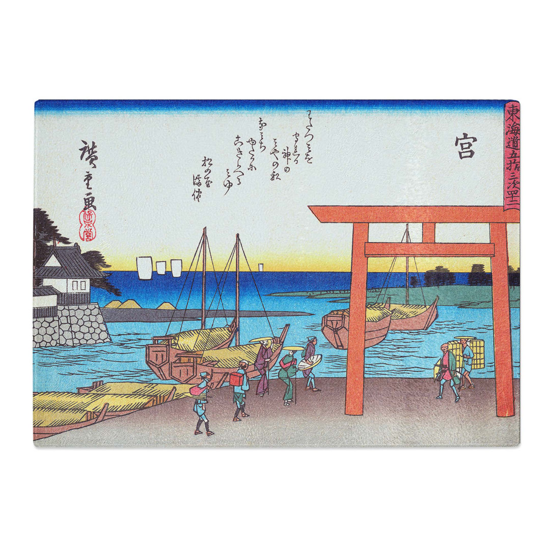 Tempered Glass Miya by Utagawa Hiroshige Chopping Board