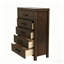 Commode à 5 tiroirs en pin foncé foncé, armoire de rangement moderne pour chambre nordique, rangement compact