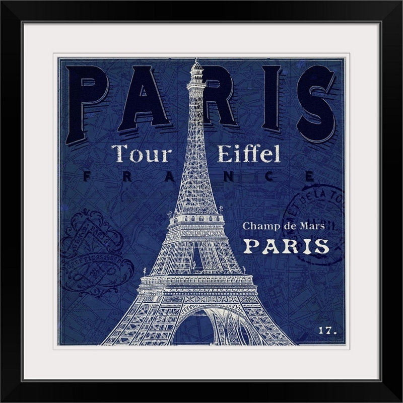 « blueprint tour eiffel » par sue schlabach, impression, H 28 x l 28 po x P 1 po, Cadre noir