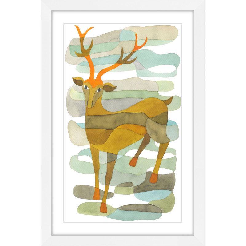Impression d'art cerf, Cadre blanc, H 30 po x l 20 po