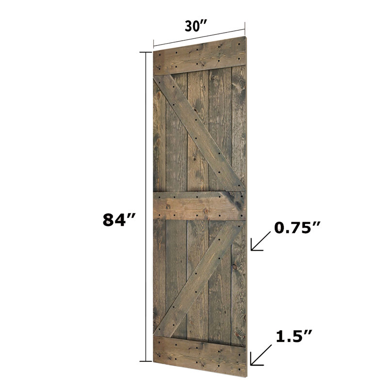Panneau de bois massif peint avec trousse de quincaillerie d'installation, Tonneau vieilli, 30 po x 84 po x 1,5 po