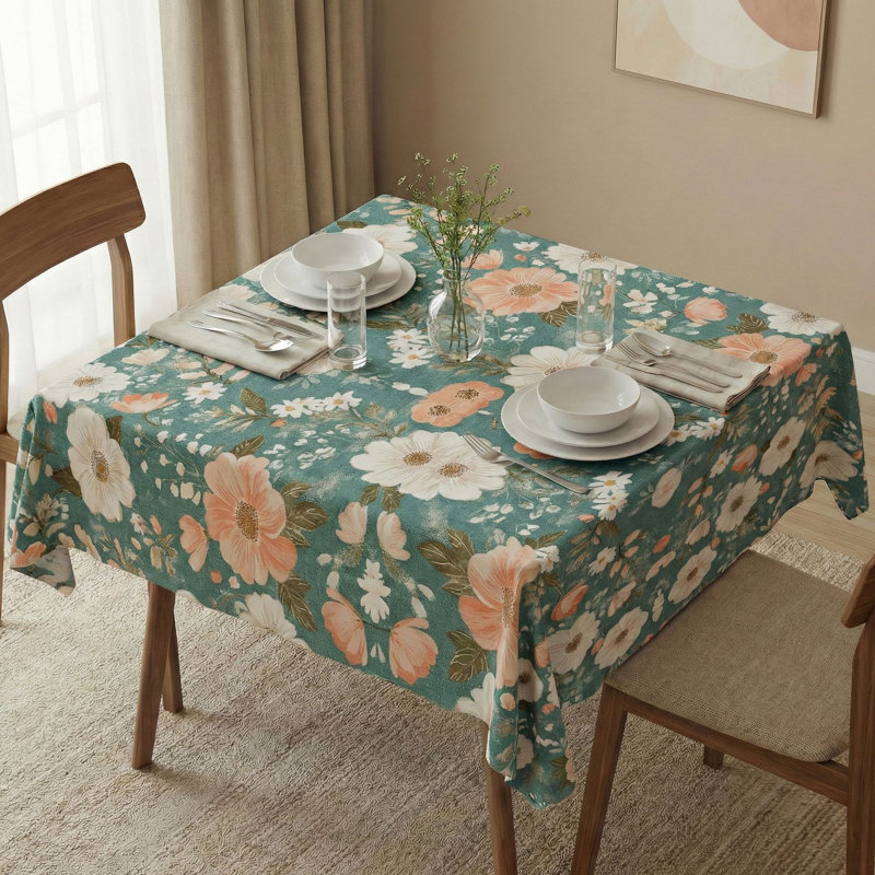 Premium Tablecloth (55 x 55 Inches), 50% Cotton & 50% Polyester, Washable & Ironable | Machine Wash Safe at 86°F, Tumble Dryer Safe | Elegant Design for Dining Room & Special Occasions, Easy Care & Durable