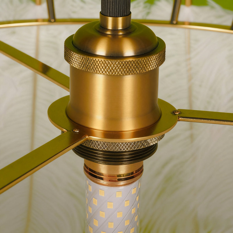 Light Luxury Gold Feather Pendant Light, Height Adjustable With E26 Light Bulb Included