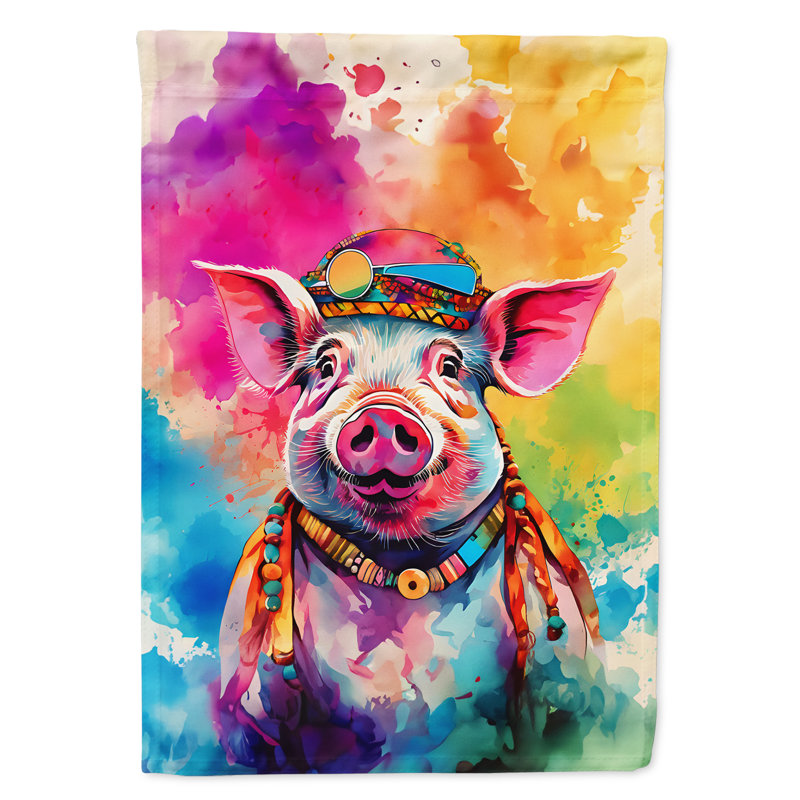 Drapeau de maison de cochon hippie
