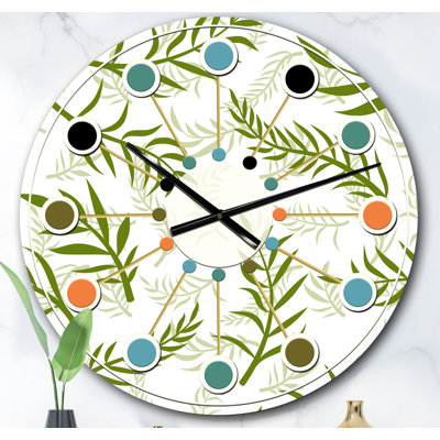 Tropical Botanicals I - Horloge murale moderne Mid-Century