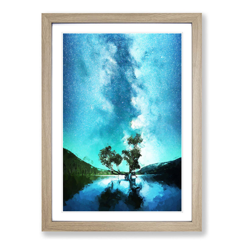 Milky Way Above Washington in Abstract - Picture Frame Graphic Art Print, Oak Framed, 48cm H x 36cm W x 2cm D