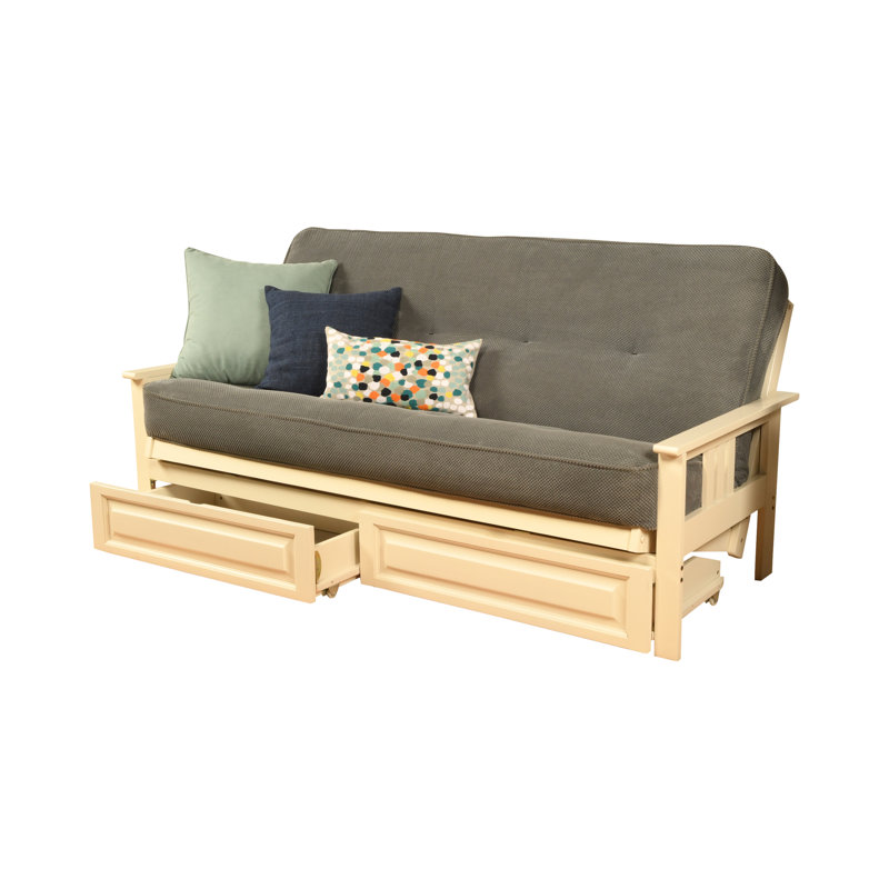 La base de futon pleine grandeur Stratford comprend des tiroirs de rangement et un matelas, Premium Pocket Coil