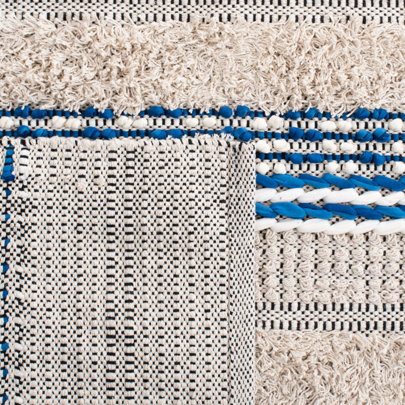 Endri Hand Woven Cotton Striped Rug, Rectangle 3' x 5'