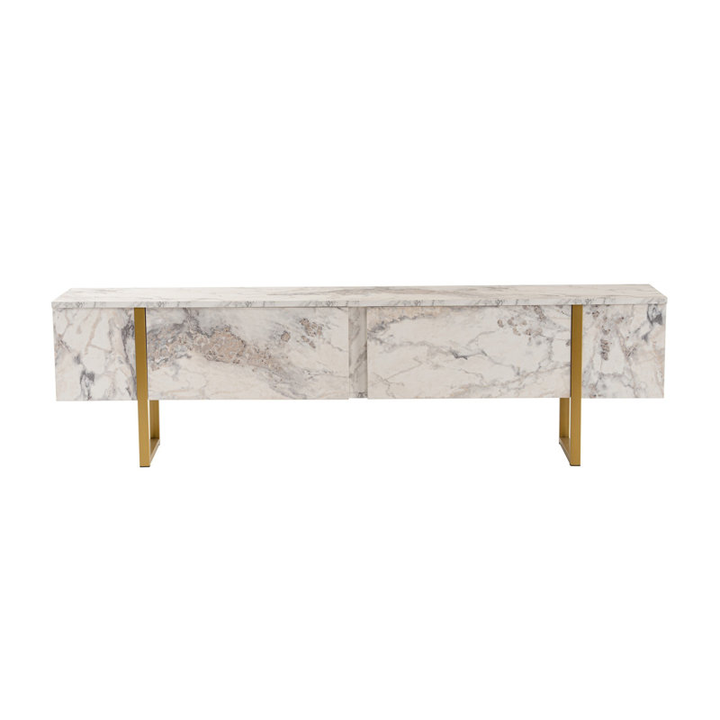 Nordure Unfinished TV Stand for TVs up to 75", White/Gold