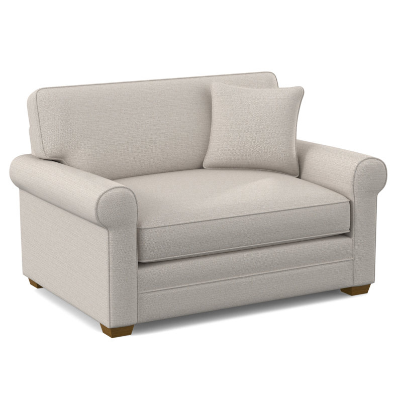 Bedford 57" Twin Sofa Bed, Havana Finish, Neutral Performance Plaid; 0121-93, 5" Innerspring Mattress