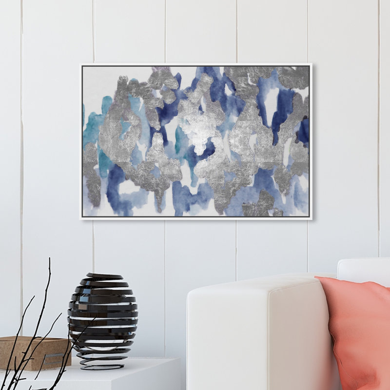 Palais bleu - reproduction sur toile, Cadre blanc, H 20 po x l 30 po
