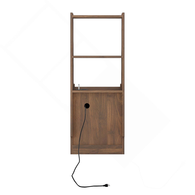 (Ensemble de 2) Tables de chevet modernes avec station de charge, veilleuse et bibliothèque pour la chambre à coucher, Bois