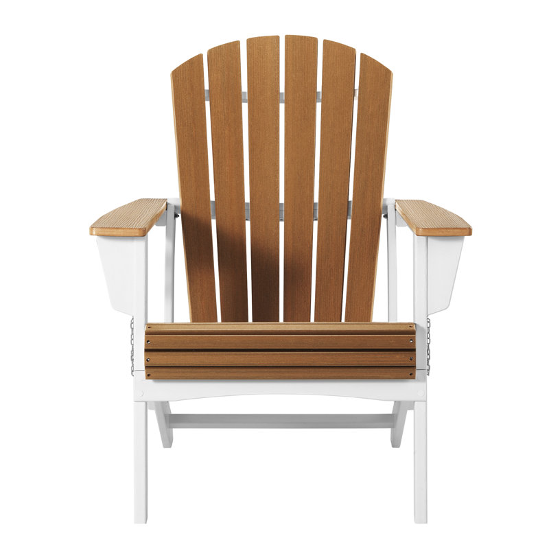 Chaise Adirondack pliante, blanc, Brun clair/blanc