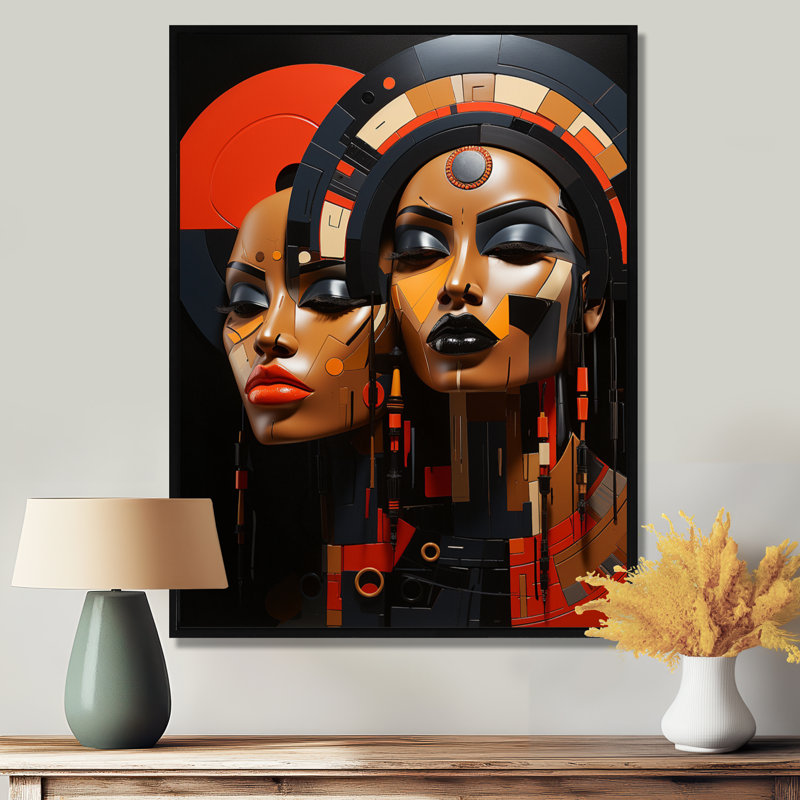 «Nubian Fashionista Essential Beauty - Art mural africain, reproduction d'art», Cadre flottant noir