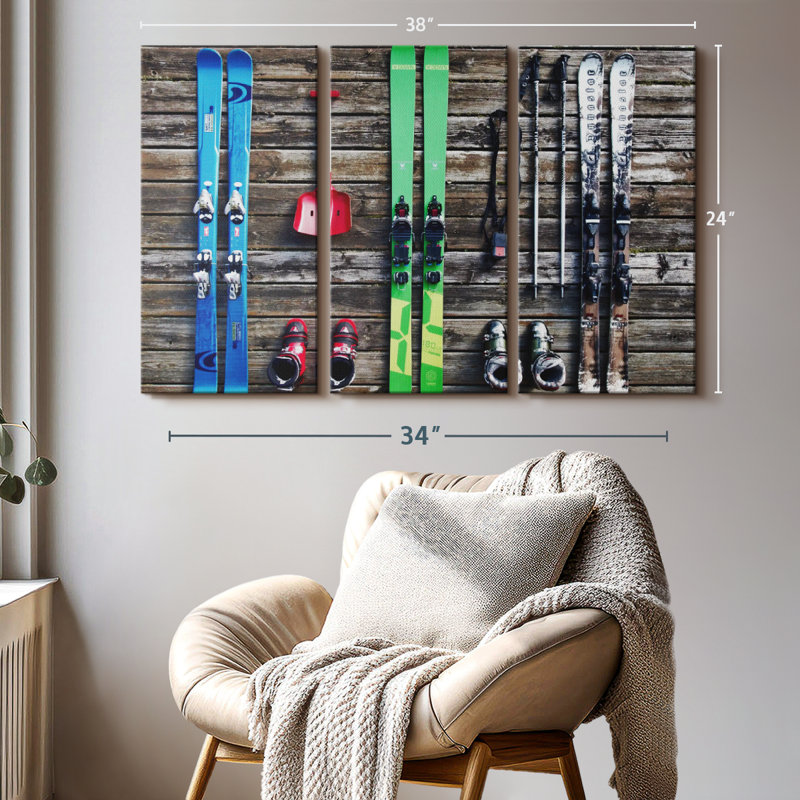 «Ski Gears», 3 pièces sur toile, H 24 po x l 38 po