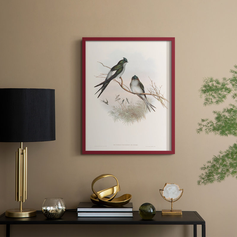 Imprimé animalier rétro X, reproduction encadrée - bois massif, H 15 po x l 12 po, Rouge