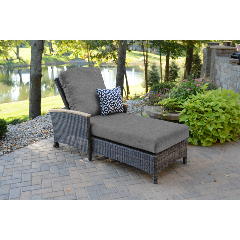 Bella Outdoor Teak Chaise Lounge, Cast Charcoal, Brown