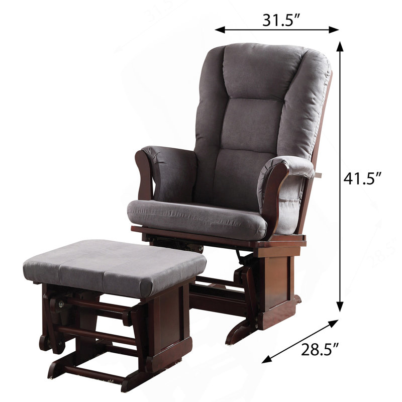 Fauteuil coulissant avec repose-pieds gris et cerise