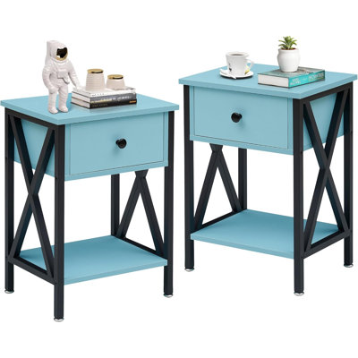 Modern Blue Set Of 2 Nightstand