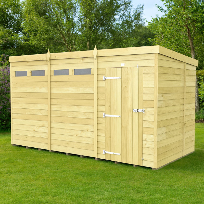 12ft x 6ft Pent Security Shed - Single Door