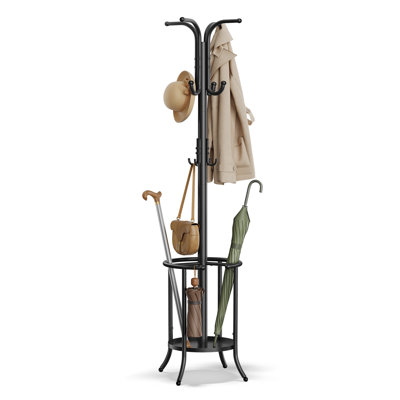 Coat Rack with Umbrella Holder and 12 Hooks