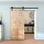 Porte de grange lambrissée en bois et métal préfinie avec trousse de quincaillerie d'installation-70886891-78609507