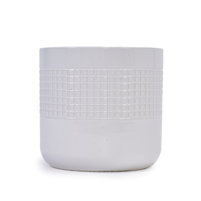 Ancient White Glossy Finish Of 3 Grid Ceramic Planters, Versatile Planters For Indoor And Outdoor Greenery With Built - In Drainage Roots Flowerpots, Frost Heat Various Settings Sleek Design