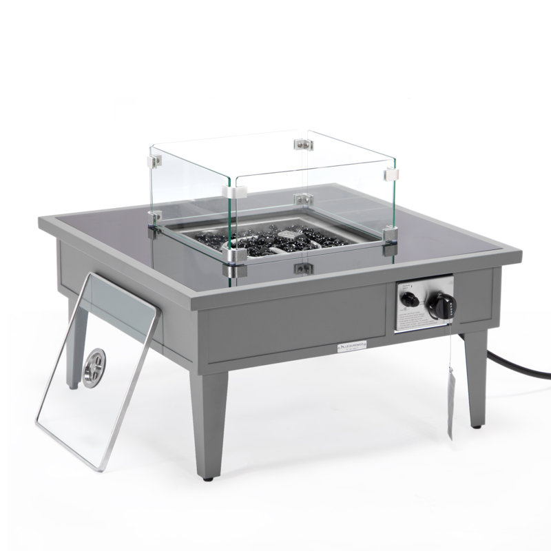 Kliyah Square Propane Smokeless Fire Pit Table