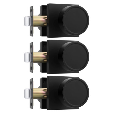 Poignées de porte noires mates pour couloir et placard, en alliage de zinc, style contemporain, ensemble de 3.