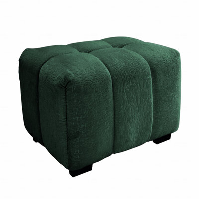 Green Chenille Sofa Ottoman, Fabric Upholstered