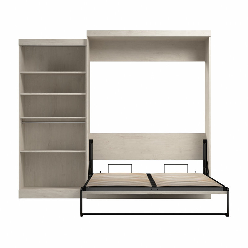 Arlex Queen Bed with Storage Unit (101W), Linen White Oak
