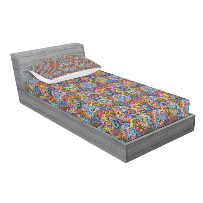 Microfiber Floral Sheet Set, Twin Sheet Set + Fitted Sheet + 1 Pillowcase