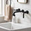 Robinet de lavabo de salle de bain mural moderne à 2 poignées en laiton massif noir mat avec ensemble de bonde-123300105-51721082-94078774