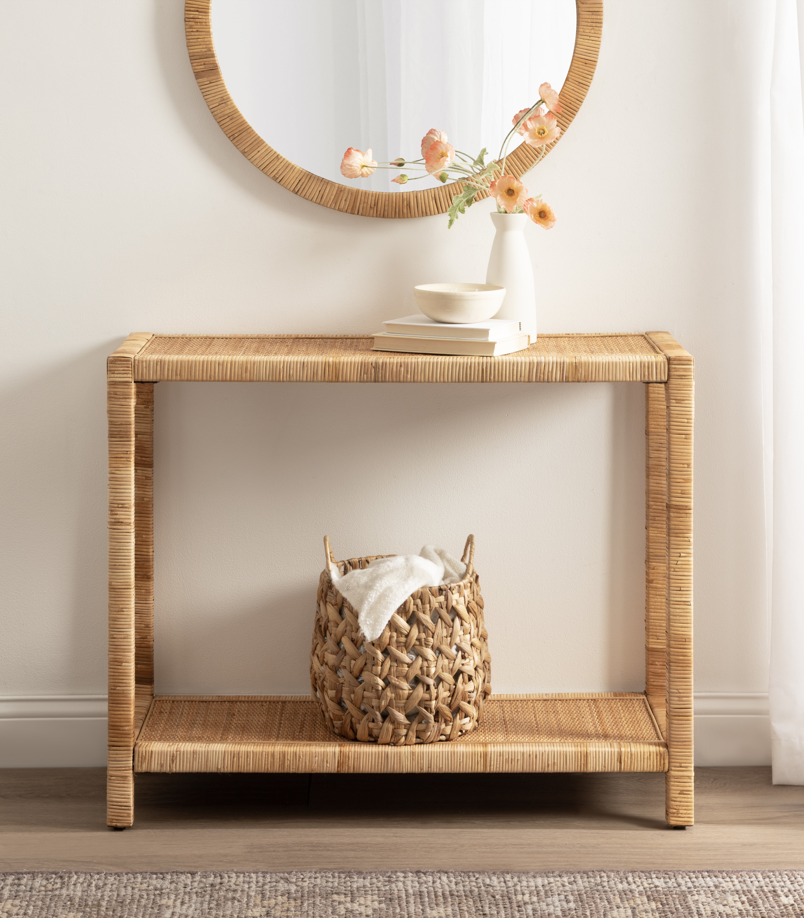 Kate and Laurel Rafina Coastal Tiered Rattan Entry Console Table ...