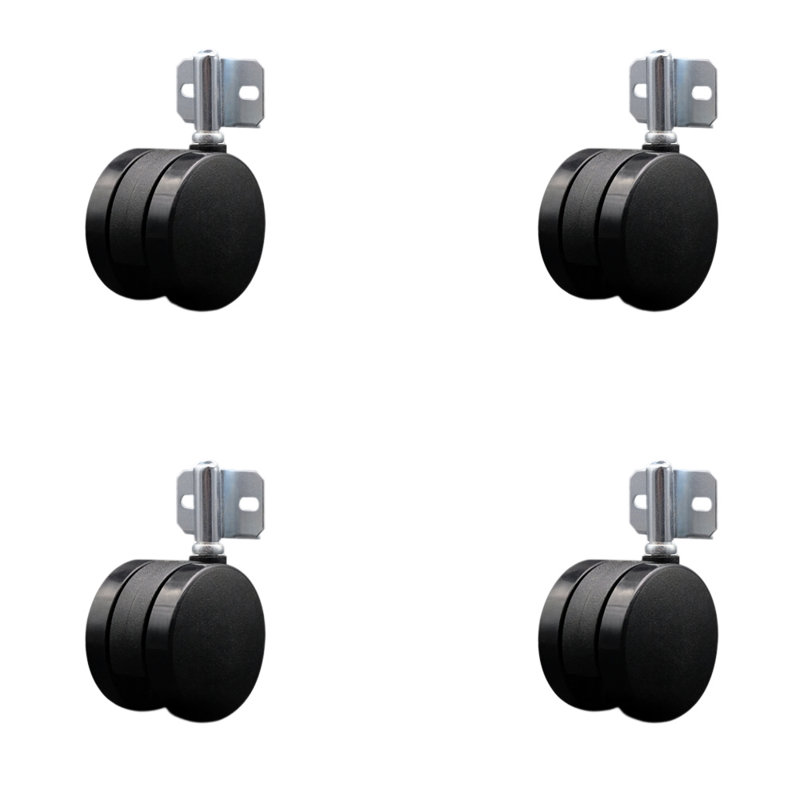 Roulettes jumelles en nylon de 2-3 / 8 pouces avec support de fixation latéral - ensemble de 4 - SCC