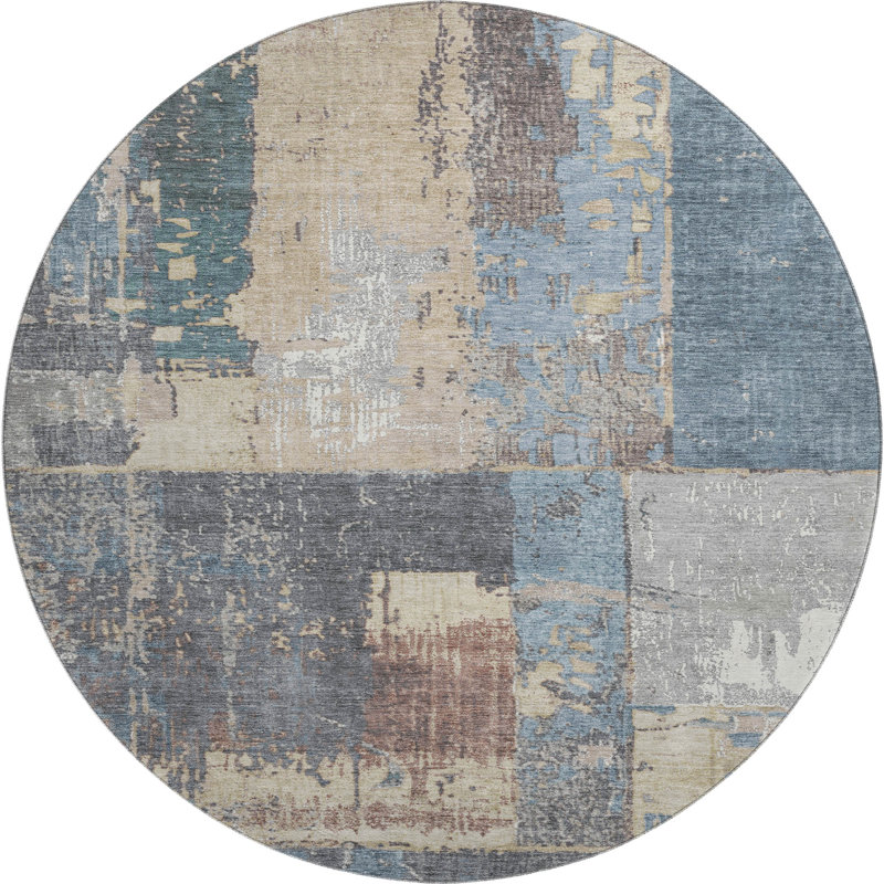 Premium Machine Washable Chelston AMF1866 Abstract Rug, Round 8'
