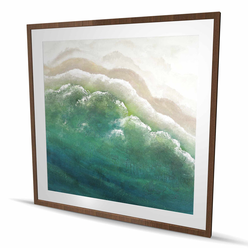 Turquoise mer - imprimé turquoise mat encadré, H 48 po x l 48 po