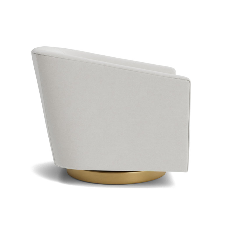 Cooper Full Swivel Chair, Performance Velvet - Silver, Brushed Brass