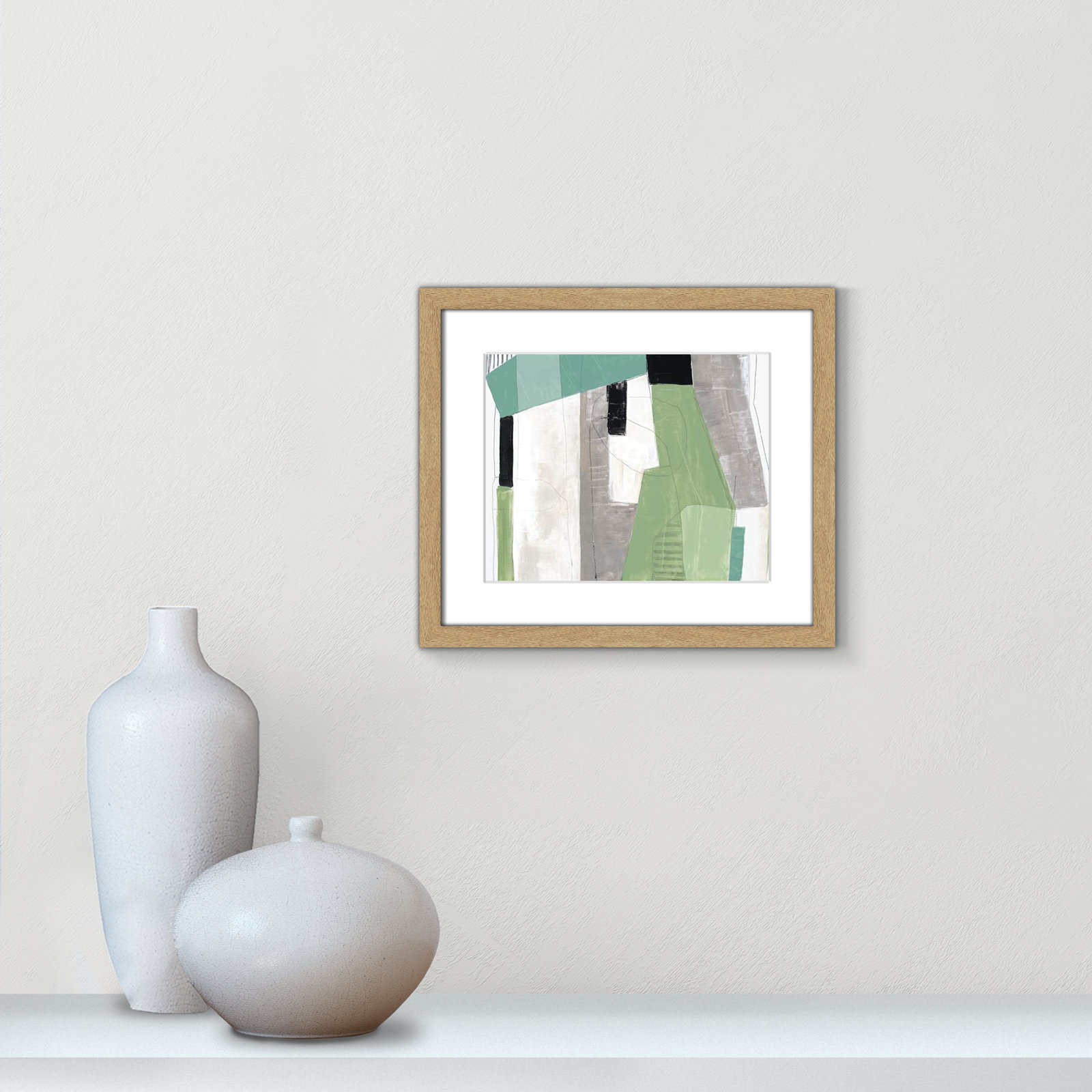 Evergreen Essence Print, 13" H x 15" W x 1.25" D, Natural Box Frame - Matted Fine Art Paper Print, White