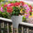 Hardiene Railing Planter - 13.5-Inch Round Flower Box with Drainage Insert - 2.64-Gallon Outdoor Planter Box for Deck, Porch, or Balcony by Pure Garden-1574618904-1599732181