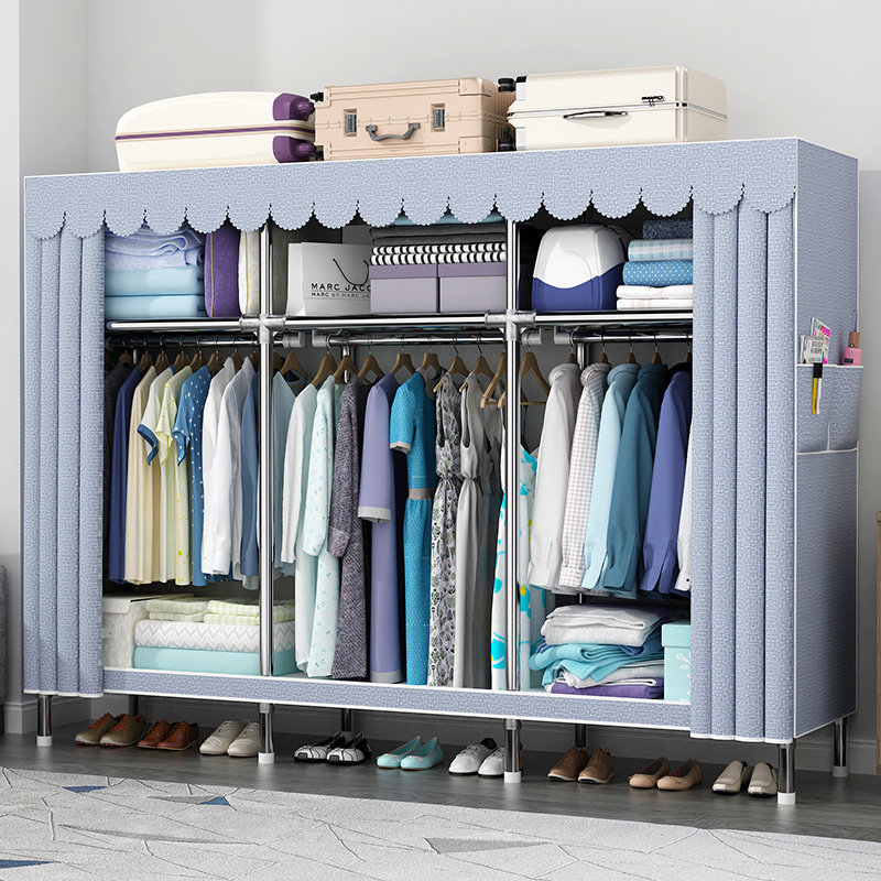 Inken Stainless Steel Armoire, 67" H x 77" W x 20" D